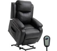 HOMCOM Sillón Relax Eléctrico Reclinable Levanta Personas, Sillón Elevador, con Respaldo Alto, Control Remoto, Reposapiés, Acolchado Grueso, Tapizado en PU, Bolsillos Laterales, Negro
