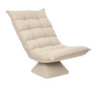 HOMCOM Sillón Relax giratorio 360° con respaldo ajustable en 5 posiciones, sillón de suelo con asiento ancho acolchado grueso de tela efecto lino, para salón o lectura, 62 x 70 x 95 cm, beige