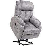HOMCOM Sillón Relax Levanta Personas Tapizado en Terciopelo con Reclinación Eléctrica 135° Mando a Distancia Reposapiés y 2 Bolsillos Laterales 91x83x100 cm Gris