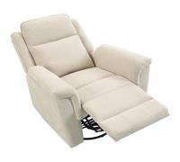 HOMCOM Sillón relax reclinable con función mecedora y reposapiés, sillón TV en blanco crema