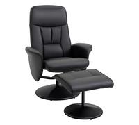 HOMCOM Sillón Relax Reclinable con Reposapiés Cuero Sintético Negro