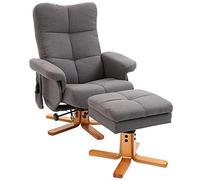 HOMCOM Sillón Relax Reclinable con Reposapiés Sillón de Masaje Eléctrico con 10 Puntos de Masaje Función Reclinable Giratorio 360° Mando a Distancia Bolsillo Lateral para Salón Oficina Gris Oscuro