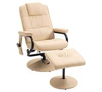 HOMCOM Sillón Relax Reclinable con Reposapiés Sillón de Masaje Eléctrico con 10 Puntos de Masaje Sillón Relax Giratorio con Mando a Distancia para Salón Oficina Beige