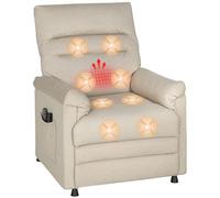 HOMCOM Sillón Relax Reclinable Eléctrico, con Calor Lumbar y Masaje Vibración, Sillón Masaje Relax, Motor Silencioso, Función de Memoria, Bolsillos, Control Remoto con USB, Tejido Pet-Friendly, Beige
