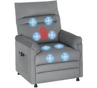 HOMCOM Sillón Relax Reclinable Eléctrico, con Calor Lumbar y Masaje Vibración, Sillón Masaje Relax, Motor Silencioso, Función de Memoria, Bolsillos, Control Remoto con USB, Tejido Pet-Friendly, Gris