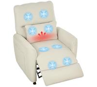 HOMCOM Sillón Relax Reclinable Eléctrico, con Calor Lumbar y Masaje Vibración, Sillón Masaje Relax, Motor Silencioso, Función de Memoria, Bolsillos Laterales, Almohada, Control Remoto con USB, Crema