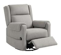 HOMCOM Sillón Relax Reclinable Eléctrico Giratorio Balancín Gris Claro | Sillón Reclinable, Reposapiés Ajustable, Mando a Distancia, Acolchado Grueso, Tela de Rizo, Dormitorio, Salón
