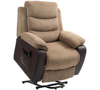 HOMCOM Sillón Relax Reclinable Eléctrico Levanta Personas con Mando a Distancia Puerto USB y Bolsillos Laterales Marrón