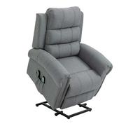 HOMCOM Sillón Relax Reclinable Eléctrico Levanta Personas, con Masaje Vibratorio y Calor, Sillón Elevador, con Control Remoto, Reposapiés, Tapizado en Lino, Bolsillos Laterales, Gris