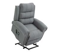 Homcom sillón relax reclinable eléctrico levanta personas, con masaje vibratorio y calor, sillón elevador, con control remoto, reposapiés, tapizado en lino, bolsillos laterales, gris 106 cm