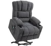 HOMCOM Sillón Relax Reclinable Eléctrico Levanta Personas con Masaje y Calor Lumbar Asiento con Muelles Puerto USB de Chenilla