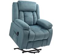 HOMCOM Sillón Relax Reclinable Eléctrico Levanta Personas con Puerto USB Control Remoto Asiento Ancho Reposapiés Azul