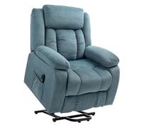Homcom sillón relax reclinable eléctrico levanta personas, con puerto usb, sillón elevador, con control remoto, asiento ancho, reposapiés, tapizado en terciopelo, bolsillos laterales, azul