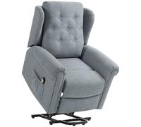HOMCOM Sillón Relax Reclinable Eléctrico Levanta Personas con Respaldo Alto Capitoné Control Remoto Gris