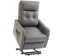 HOMCOM Sillón Relax Reclinable Eléctrico Levanta Personas de Cuero PU Control Remoto Asiento con Resorte Reposapiés Gris Aosom España