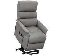 HOMCOM Sillón Relax Reclinable Eléctrico Levanta Personas en Lino Gris | Sillón Elevador con Control Remoto, Reposapiés, Bolsillo Lateral, para Salón, Dormitorio