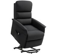HOMCOM Sillón Relax Reclinable Eléctrico Levanta Personas en Lino Negro | Sillón Elevador con Control Remoto, Reposapiés, Bolsillo Lateral, para Salón, Dormitorio