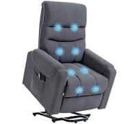 HOMCOM Sillón Relax Reclinable Eléctrico Levanta Personas, Sillón Elevador con 8 Puntos de Masaje, 2 Controles Remotos, Reposapiés, Tapizado en Pana, Acolchado Grueso, Bolsillo Lateral, Gris