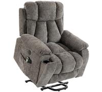 HOMCOM Sillón Relax Reclinable Eléctrico Levanta Personas Mayores 8 Puntos Masaje y Calor Reposapiés Portavasos Gris Oscuro