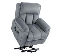 HOMCOM Sillón Relax Reclinable Eléctrico Levanta Personas, con Masaje Vibratorio y Calor, Sillón Elevador, con Control Remoto, Reposapiés, Tapizado en Cuero Sintético, Bolsillos, Gris