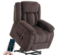 HOMCOM Sillón Relax Reclinable Eléctrico Levanta Personas Mayores Marrón | Sillón Elevador, Puerto USB, Control Remoto, Asiento Ancho, Reposapiés, Tapizado en Terciopelo, Bolsillos Laterales
