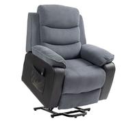 Homcom sillón relax reclinable eléctrico levanta personas, sillón elevador, con puerto usb, asiento ancho 60 cm, control remoto, reposapiés, tapizado en pana y cuero, bolsillos laterales, gris oscuro