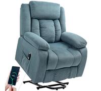 HOMCOM Sillón Relax Reclinable Eléctrico Levanta Personas Puerto USB Azul | Sillón Elevador, Control Remoto, Asiento Ancho, Reposapiés, Tapizado en Terciopelo, Bolsillos Laterales