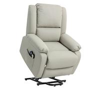 HOMCOM Sillón Relax Reclinable Eléctrico Levanta Personas Sillón Elevador con 8 Punto de Masaje Calor Lumbar 2 Controles Remotos Reposapiés Tela Resistente a los Arañazos y Bolsillo Lateral Gris Claro