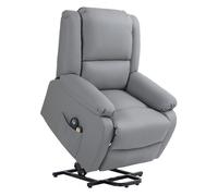 HOMCOM Sillón Relax Reclinable Eléctrico Levanta Personas Sillón Elevador con 8 Punto de Masaje Calor Lumbar 2 Controles Remotos Reposapiés Tela Resistente a los Arañazos y Bolsillo Lateral Gris