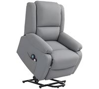 HOMCOM Sillón Relax Reclinable Eléctrico Levanta Personas Sillón Elevador con 8 Punto de Masaje Calor Lumbar 2 Controles Remotos Reposapiés Tela Resistente a los Arañazos y Bolsillo Lateral Gris