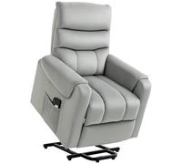 HOMCOM Sillón Relax Reclinable Eléctrico Levanta Personas, Sillón Elevador con 8 Puntos de Masaje, 2 Controles Remotos, Reposapiés, Tapizado en Pana, Acolchado Grueso, Bolsillo Lateral, Gris