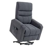 HOMCOM Sillón Relax Reclinable Eléctrico Levanta Personas, Sillón Elevador con 8 Puntos de Masaje, 2 Controles Remotos, Reposapiés, Tapizado en Pana, Acolchado Grueso, Bolsillo Lateral, Gris
