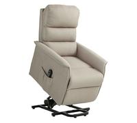 HOMCOM Sillón Relax Reclinable Eléctrico Levanta Personas, Sillón Elevador con Control Remoto, Reposapiés, Tapizado en Lino, Bolsillo Lateral, para Salón, Dormitorio, Beige