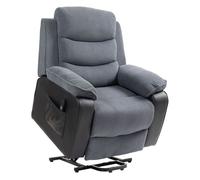 Homcom sillón relax reclinable eléctrico levanta personas, sillón elevador, con puerto usb, asiento ancho 60 cm, control remoto, reposapiés, tapizado en pana y cuero, bolsillos laterales, gris oscuro