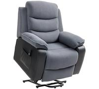 HOMCOM Sillón Relax Reclinable Eléctrico Levanta Personas, Sillón Elevador, con Puerto USB, Control Remoto, Reposapiés, Tapizado en Pana, Bolsillos Laterales, Gris Oscuro