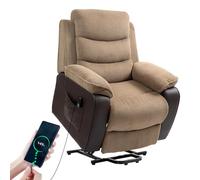 HOMCOM Sillón Relax Reclinable Eléctrico Levanta Personas, Sillón Elevador, con Puerto USB, Control Remoto, Reposapiés, Tapizado en Pana, Bolsillos Laterales, Marrón