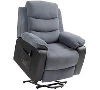 HOMCOM Sillón Relax Reclinable Eléctrico Levanta Personas, Sillón Elevador, con Puerto USB, Control Remoto, Reposapiés, Tapizado en Pana, Bolsillos Laterales, Gris Oscuro