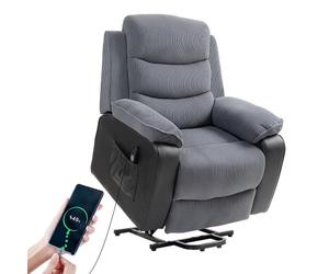 HOMCOM Sillón Relax Reclinable Eléctrico Levanta Personas USB Gris Oscuro