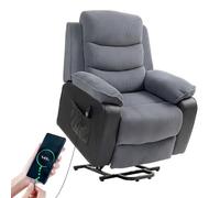 HOMCOM Sillón Relax Reclinable Eléctrico Levanta Personas USB Gris Oscuro | Sillón Elevador, Asiento Ancho 60 cm, Control Remoto, Reposapiés, Tapizado en Pana y Cuero