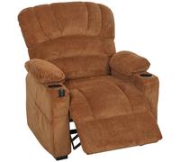 HOMCOM Sillón Relax Reclinable Eléctrico Silencioso con Función Memoria Reposapiés Mando a Distancia Bolsillo Lateral Marrón