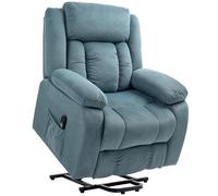 HOMCOM Sillón Relax Reclinable Eléctrico Sillón Levanta Personas con Mando a Distancia Puerto USB Reposapiés Acolchado Grueso y Bolsillos Laterales Sillón Elevador para Salón Dormitorio Azul