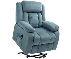 HOMCOM Sillón Relax Reclinable Eléctrico Sillón Levanta Personas con Mando a Distancia Puerto USB Reposapiés Acolchado Grueso y Bolsillos Laterales Sillón Elevador para Salón Dormitorio Azul
