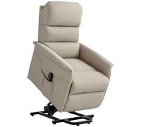 HOMCOM Sillón Relax Reclinable Eléctrico Sillón Levanta Personas con Mando a Distancia y Bolsillo Lateral Sillón Elevador para Salón Dormitorio Beige