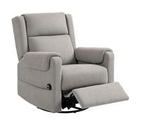 HOMCOM Sillón Relax Reclinable Eléctrico, Sillón Reclinable Giratorio y Balancín con Reposapiés Ajustable, Mando a Distancia, Acolchado Grueso, Tela de Rizo, para Dormitorio, Salón, Gris Claro