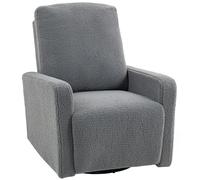 HOMCOM Sillón Relax Reclinable Manual hasta 135º con Reposabrazos Reposapiés Acolchado Grueso y Función de Balanceo 360° Gris