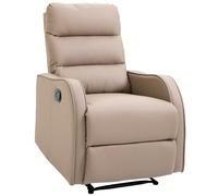 HOMCOM Sillón Relax Reclinable Manual hasta 160° 65x89x100 cm Marrón Claro | Sillón Relax, Tapizado en PU, Reposapiés Retráctil, Acolchado Grueso, Butaca Reclinable, Para Salón, Dormitorio