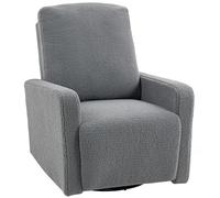 HOMCOM Sillón Relax Reclinable Manual, Sillón Relax de Borreguito con Reposabrazos, Reposapiés, Acolchado Grueso, Función de Balanceo 360°, Butaca Reclinable hasta 135º para Salón, Dormitorio, Gris