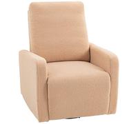 HOMCOM Sillón Relax Reclinable Manual, Sillón Relax de Borreguito con Reposabrazos, Reposapiés, Acolchado Grueso, Función de Balanceo 360°, Butaca Reclinable hasta 135º para Salón, Dormitorio, Marrón