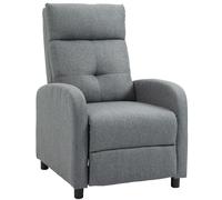 HOMCOM Sillón Relax Reclinable Manual, Sillón Relax de Lino con Apertura Push, Reposapiés, Respaldo Alto, Acolchado Grueso, Butaca Reclinable hasta 155º para Salón, Dormitorio, Oficina, Gris