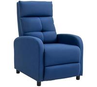 HOMCOM Sillón Relax Reclinable Manual, Sillón Relax de Lino con Apertura Push, Reposapiés, Respaldo Alto, Acolchado Grueso, Butaca Reclinable hasta 155º para Salón, Dormitorio, Oficina, Azul